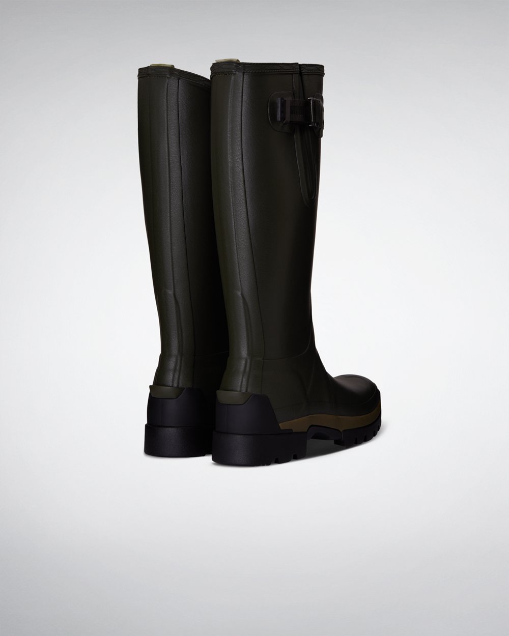 Womens Hunter Tall Rain Boots Dark Olive - Balmoral Side Adjustable 3Mm Neoprene - 7538106-CR